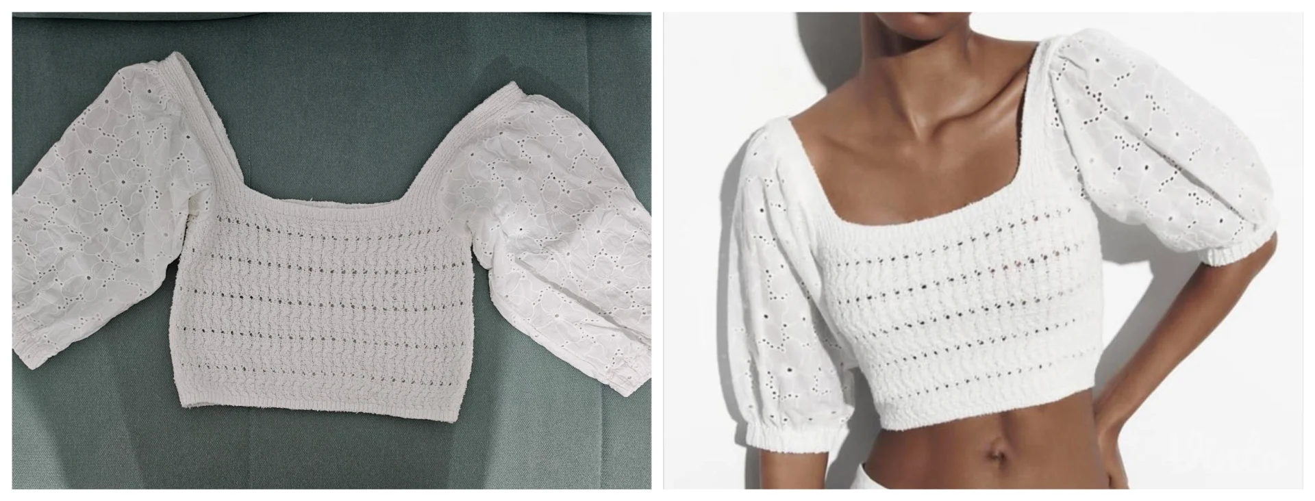 Zara embroidered crop top