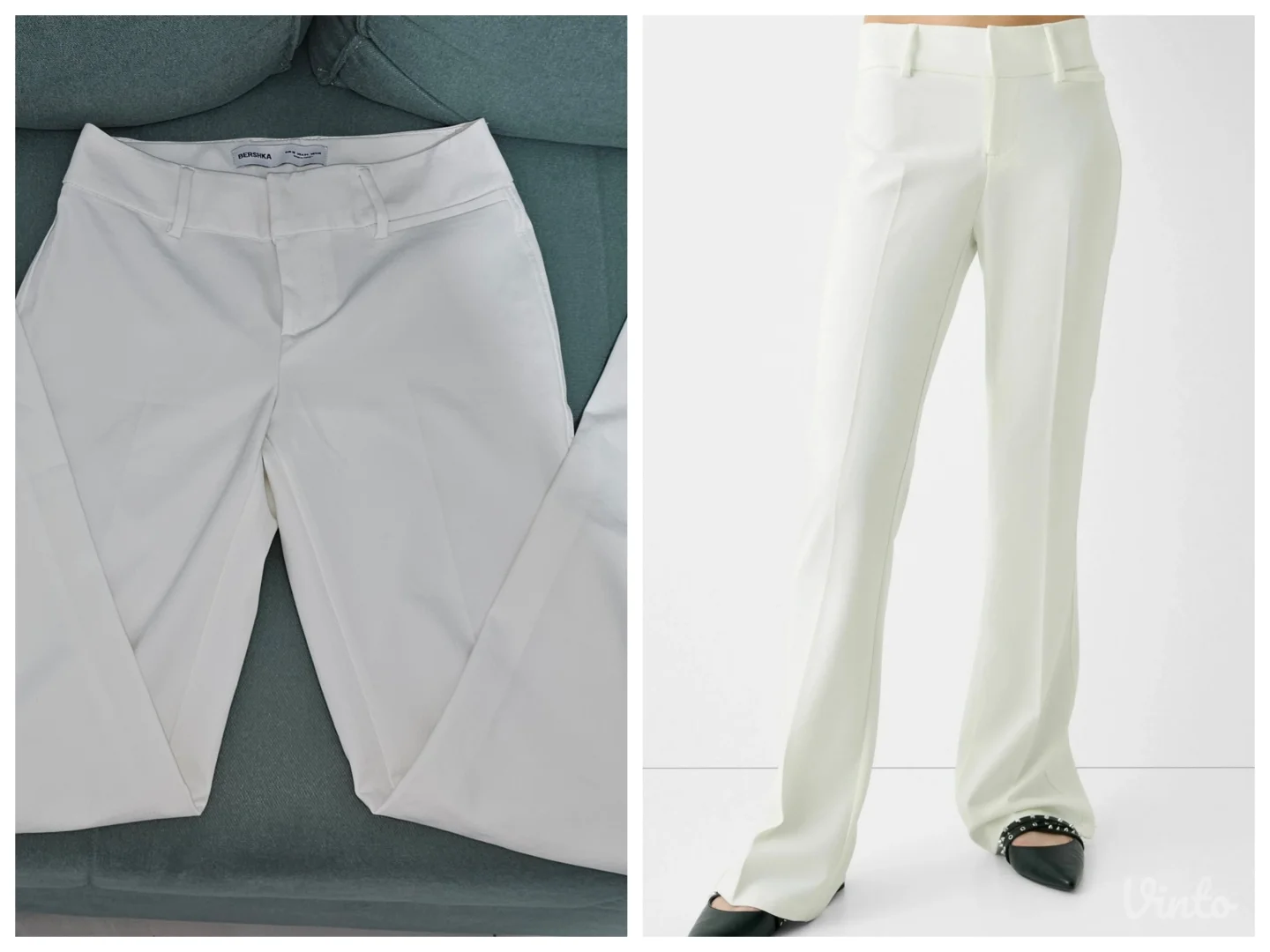 Bershka bele flare zvonaste pantalone