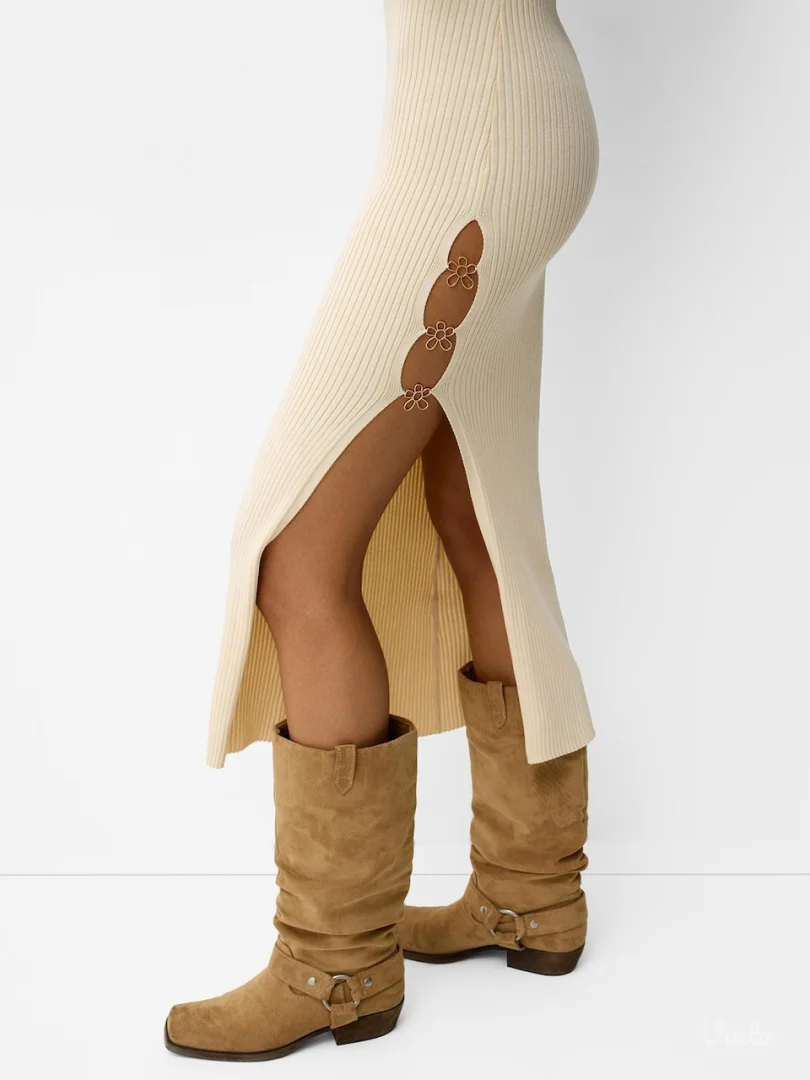 Bershka bež midi haljina novo