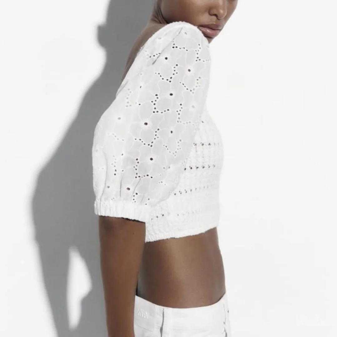 Zara embroidered crop top