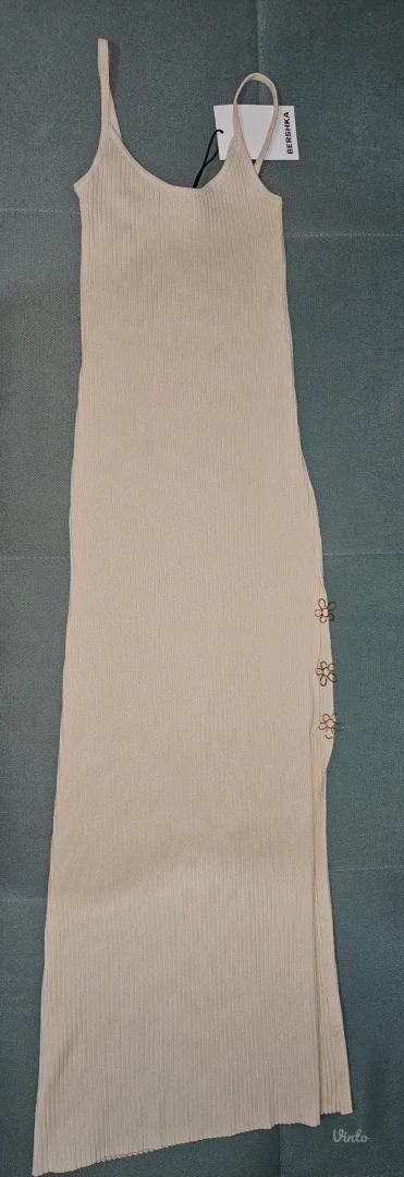 Bershka bež midi haljina novo