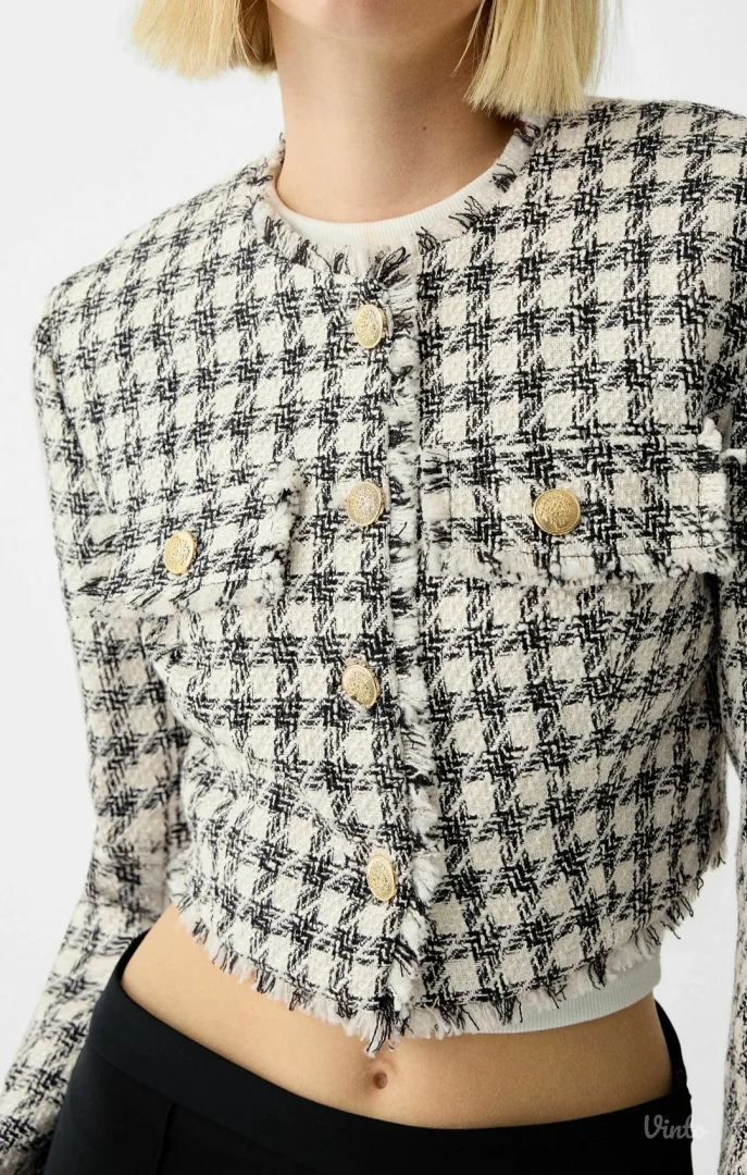 Bershka tweed crop sako / jaknica