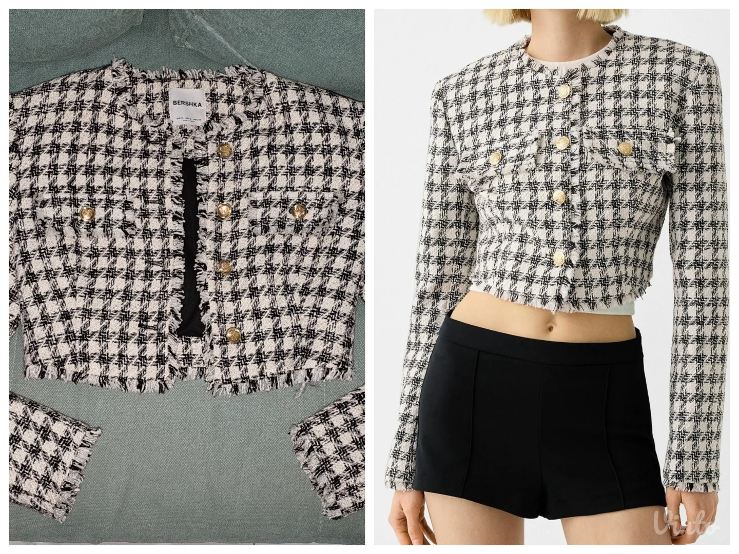 Bershka tweed crop sako / jaknica