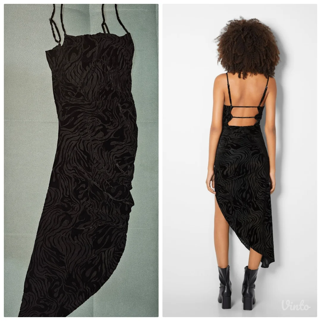 Bershka crna asimetrična haljina