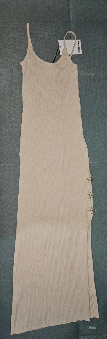 Bershka bež midi haljina novo