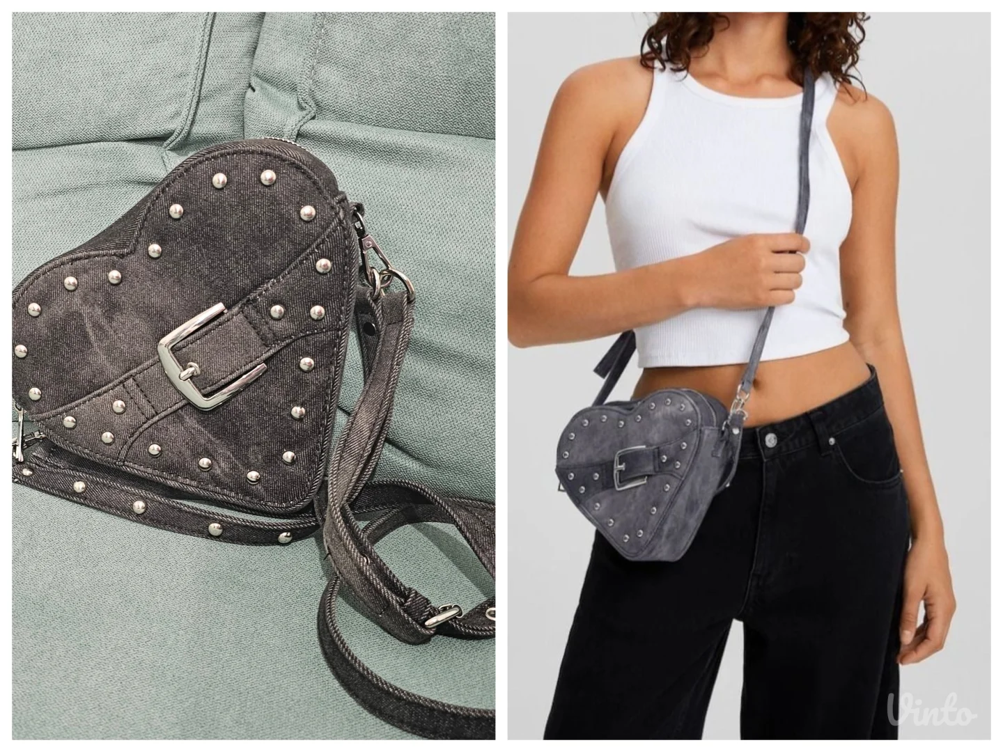 Bershka denim srce torbica