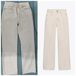 Zara bež farmerke ravnih nogavica