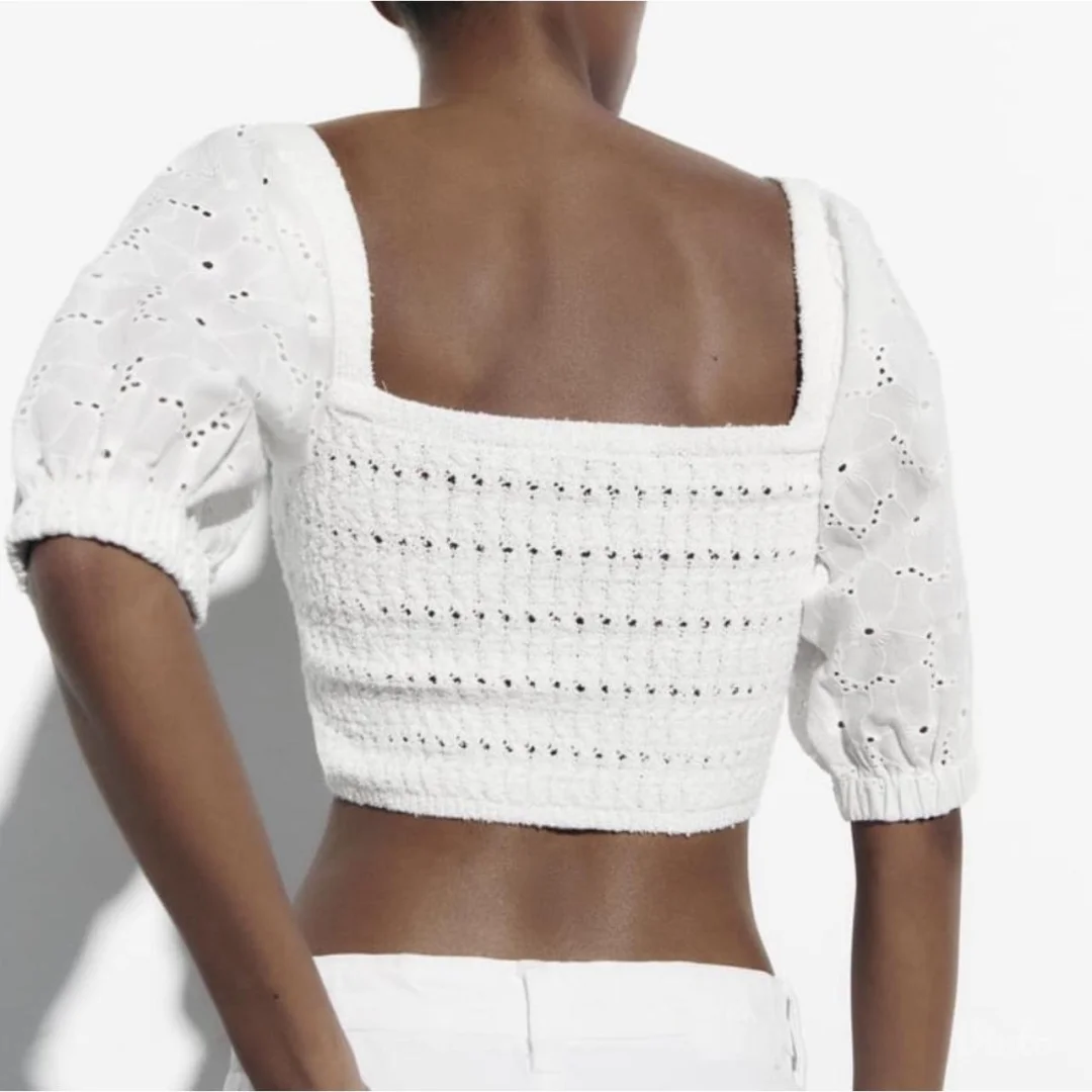 Zara embroidered crop top