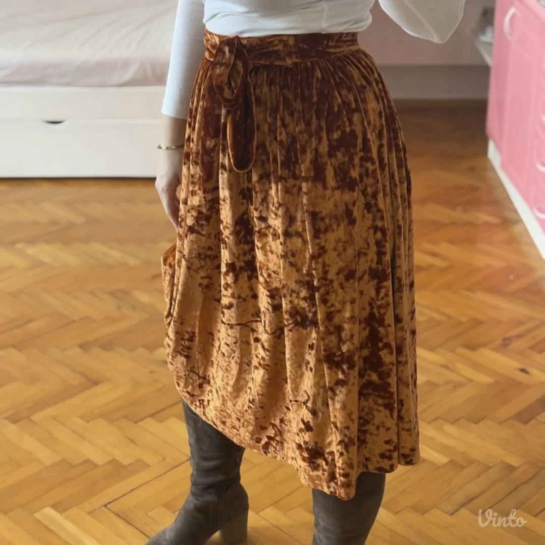 Koton plisana narandzasta midi suknja