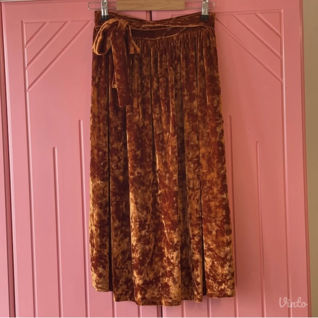 Koton plisana narandzasta midi suknja