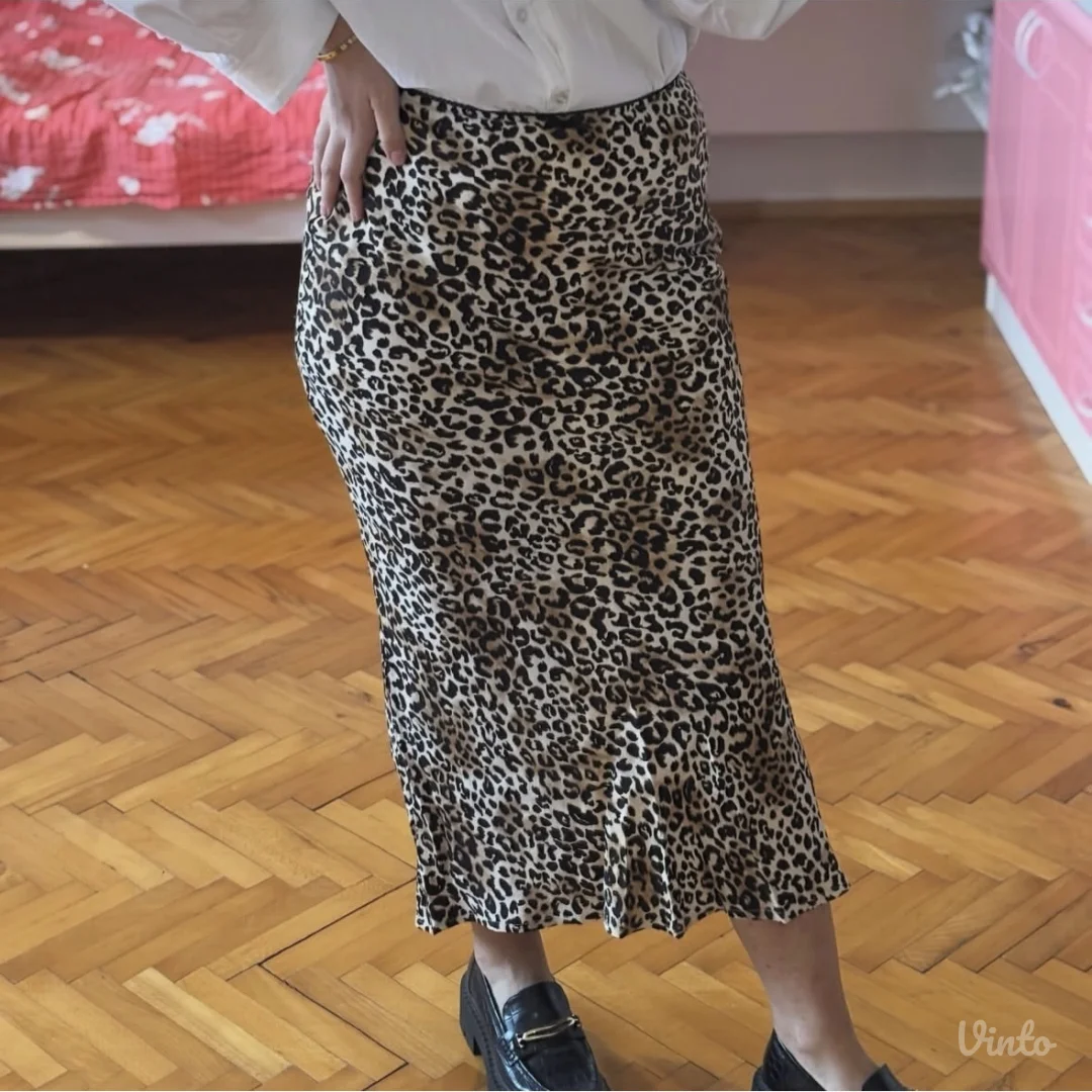 Bershka leopard midi suknja