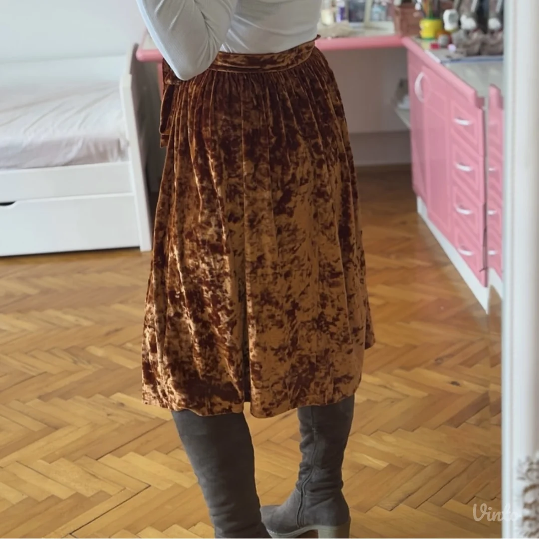 Koton plisana narandzasta midi suknja