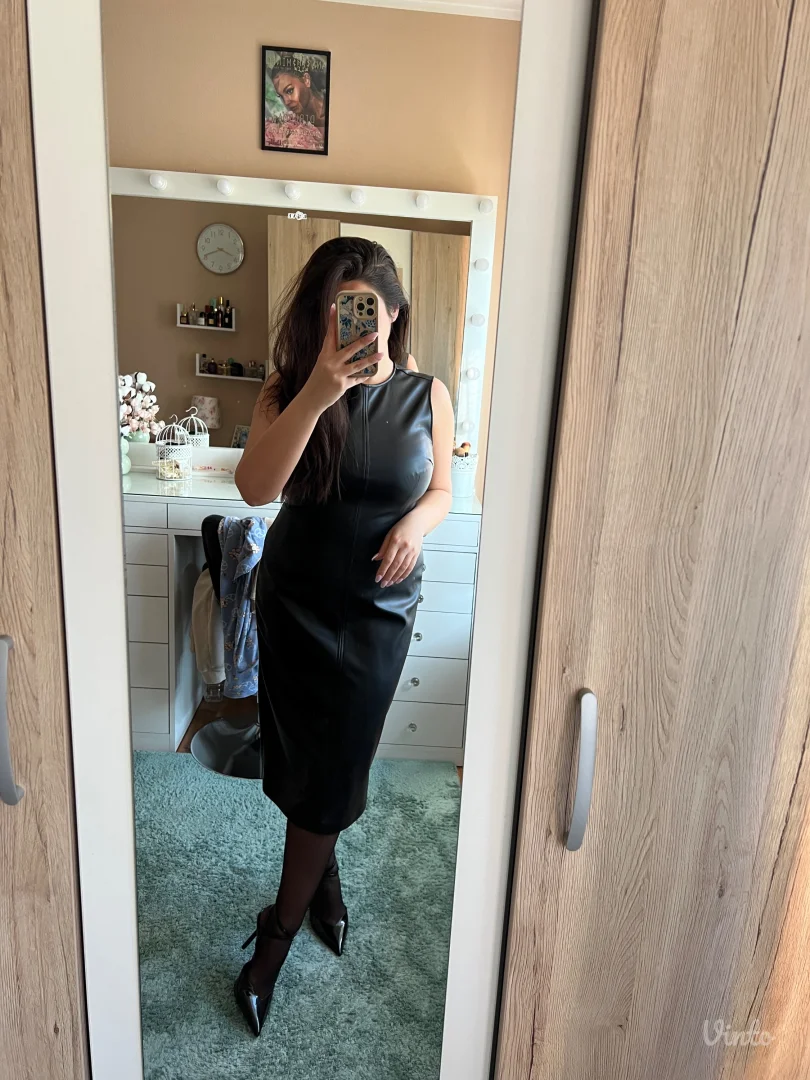 Stradivarius kožna haljina