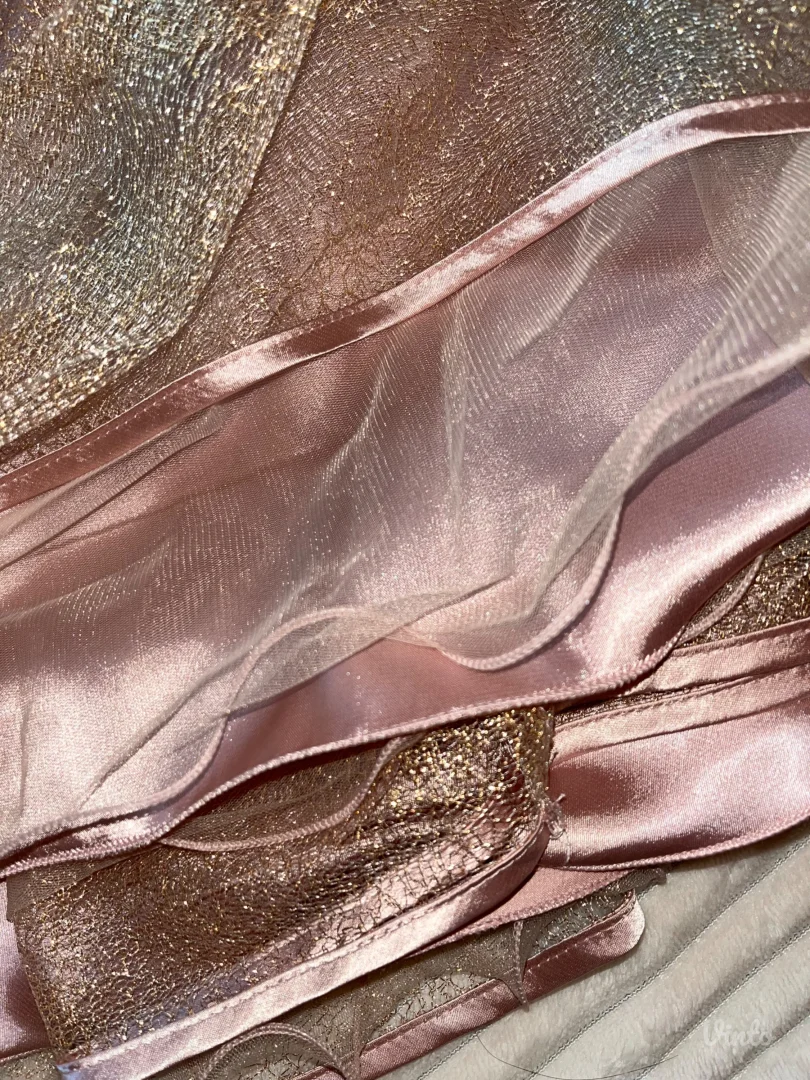 Roze-zlatna svečana haljina sa šljokicama (vel. 36)