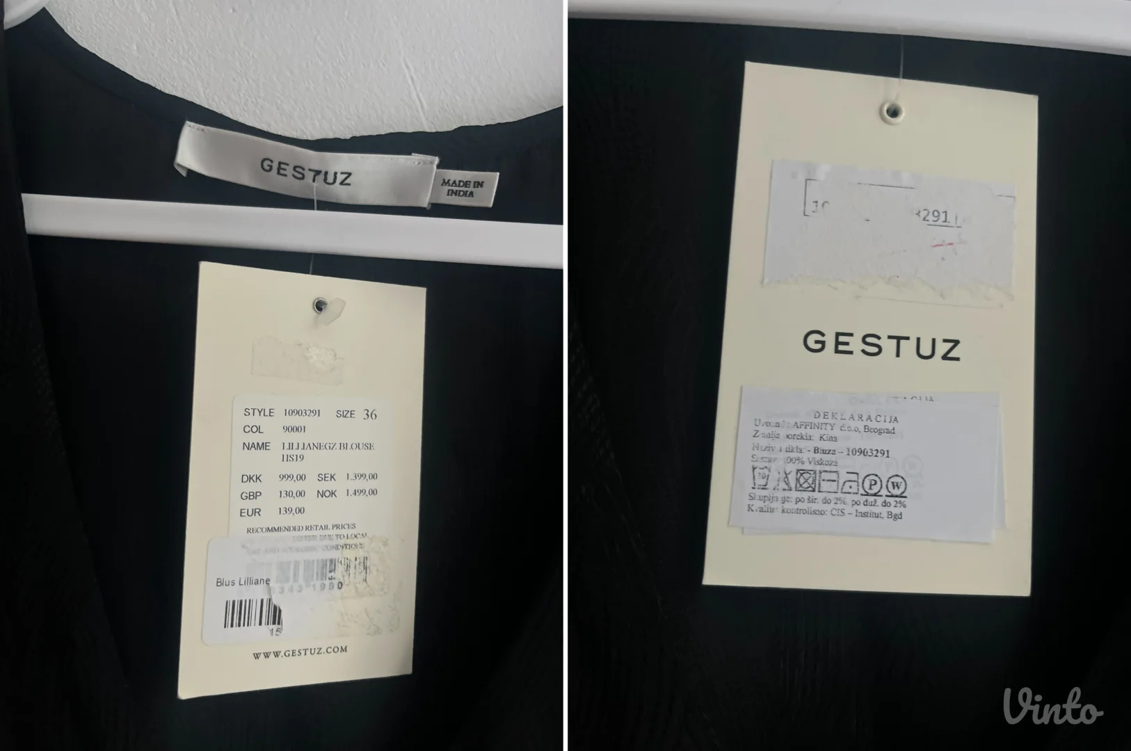 Crna bluza vel.36, viskoza