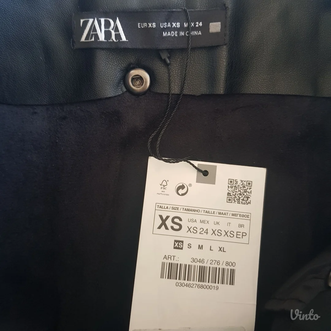 Zara kozna mini suknja sa karnericima (sa etiketom)
