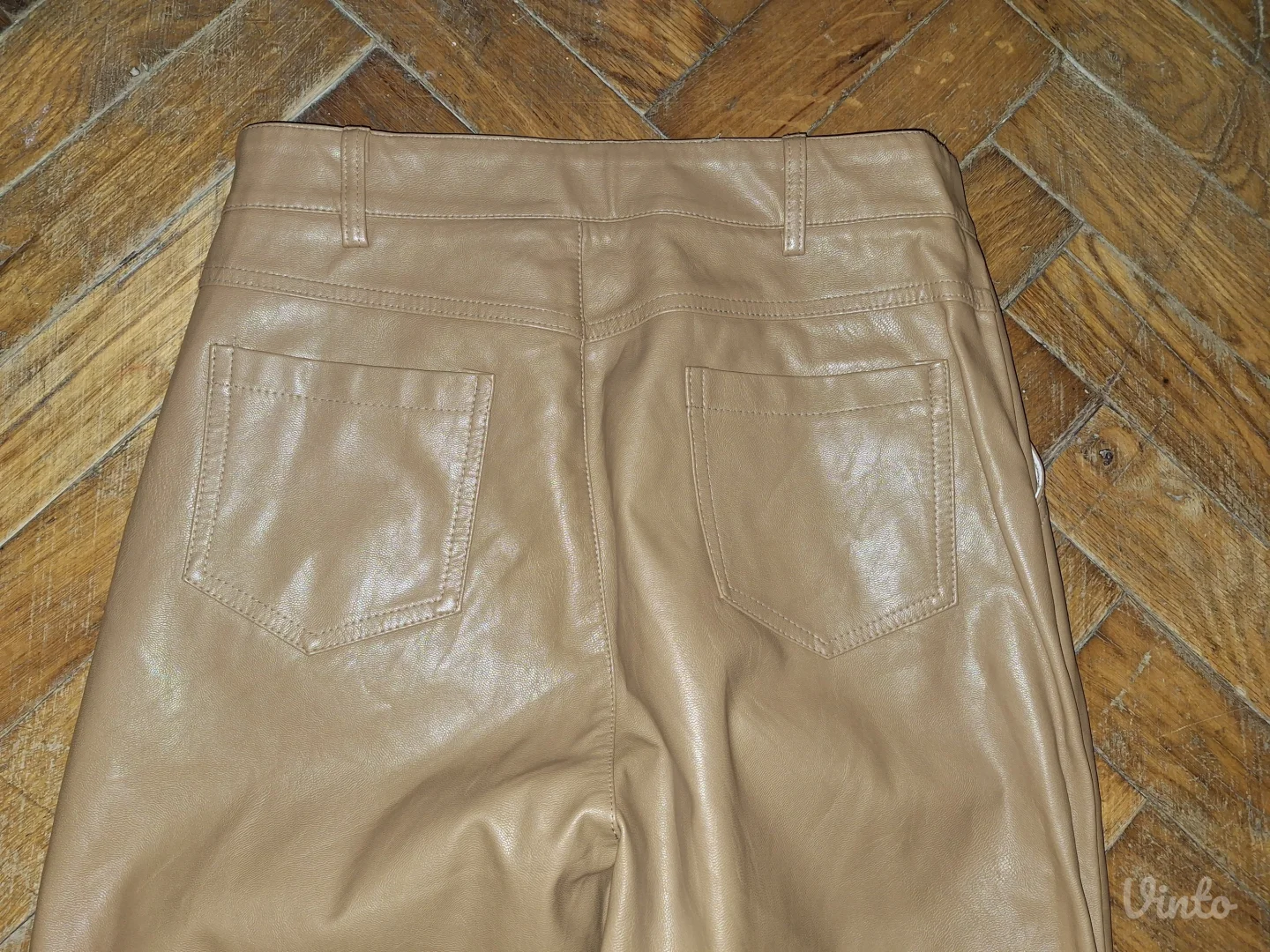 Braon kožne pantalone