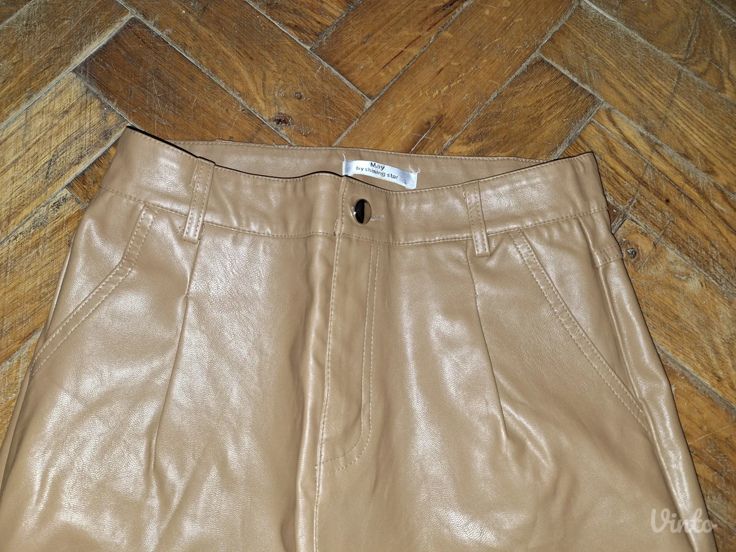 Braon kožne pantalone