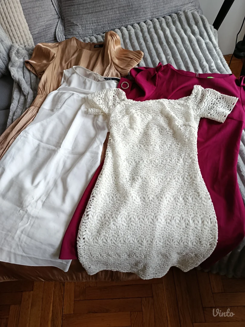 Bela/ krem Zara Trafaluc cipkana haljina, XS vel.