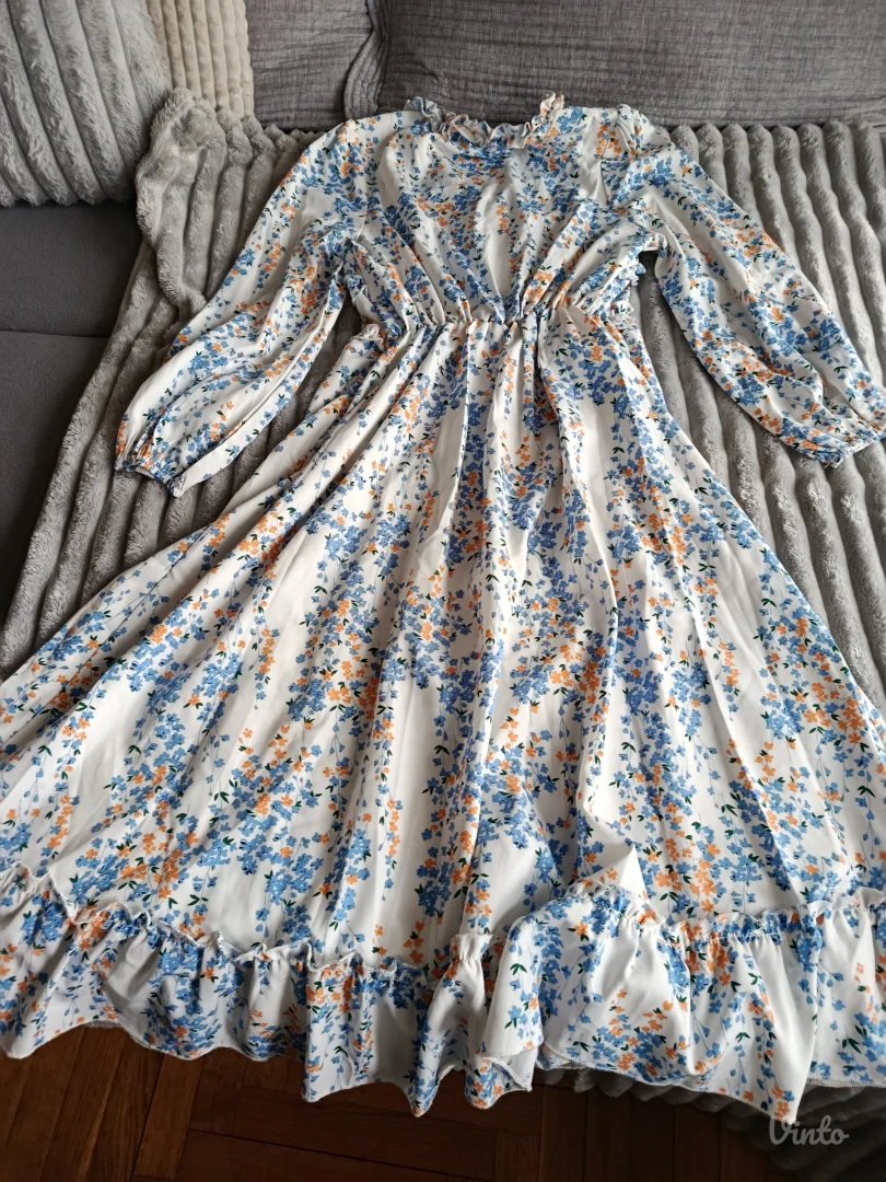 Cvetna lagana haljina dugih rukava, Temu, vel.S, NOVO