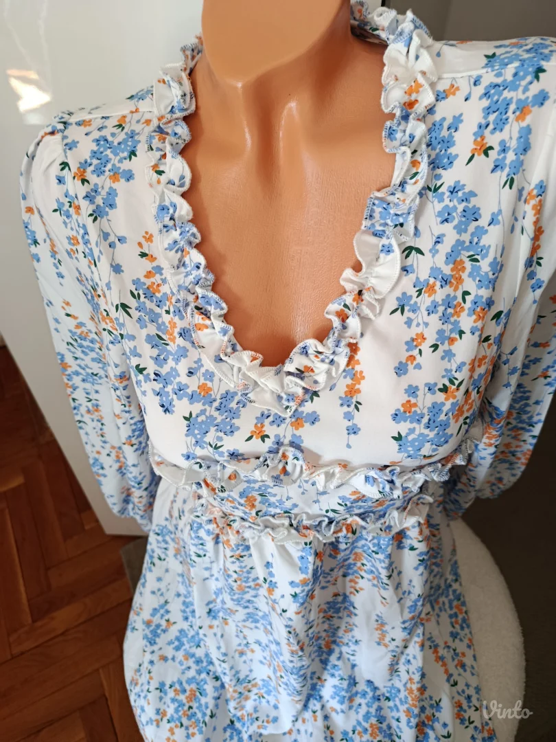 Cvetna lagana haljina dugih rukava, Temu, vel.S, NOVO