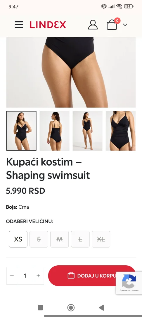 Lindex jednodelni crni kupaci, vel.XS, NOVO
