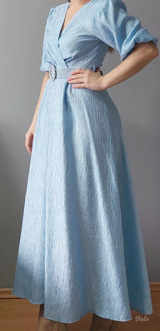 Plava svecana haljina S - elegantno - ocuvano