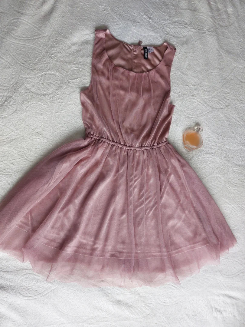 H&M Prolecna roze haljina od tila S/M