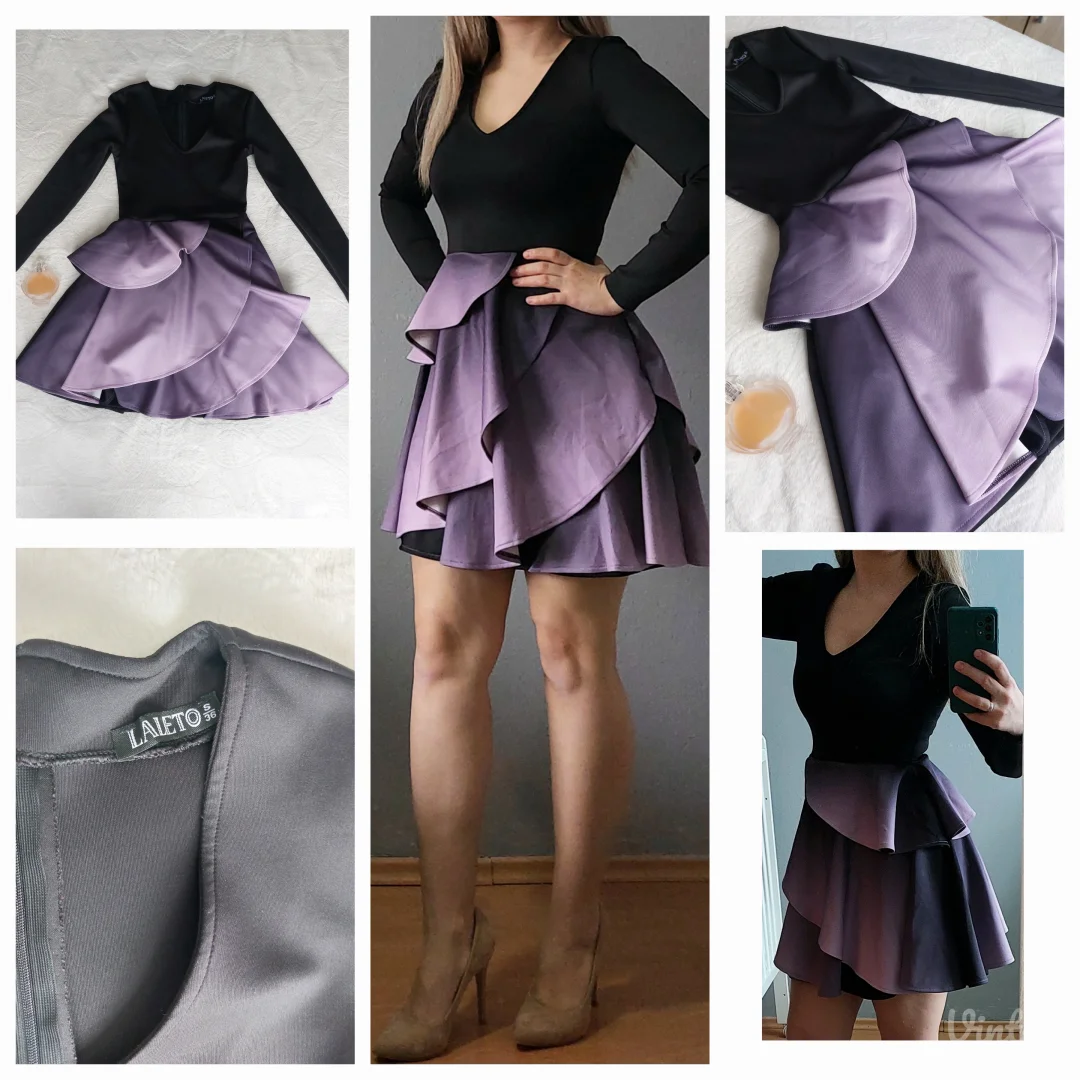 Crna haljina sa ljubicastim ombre karnerima