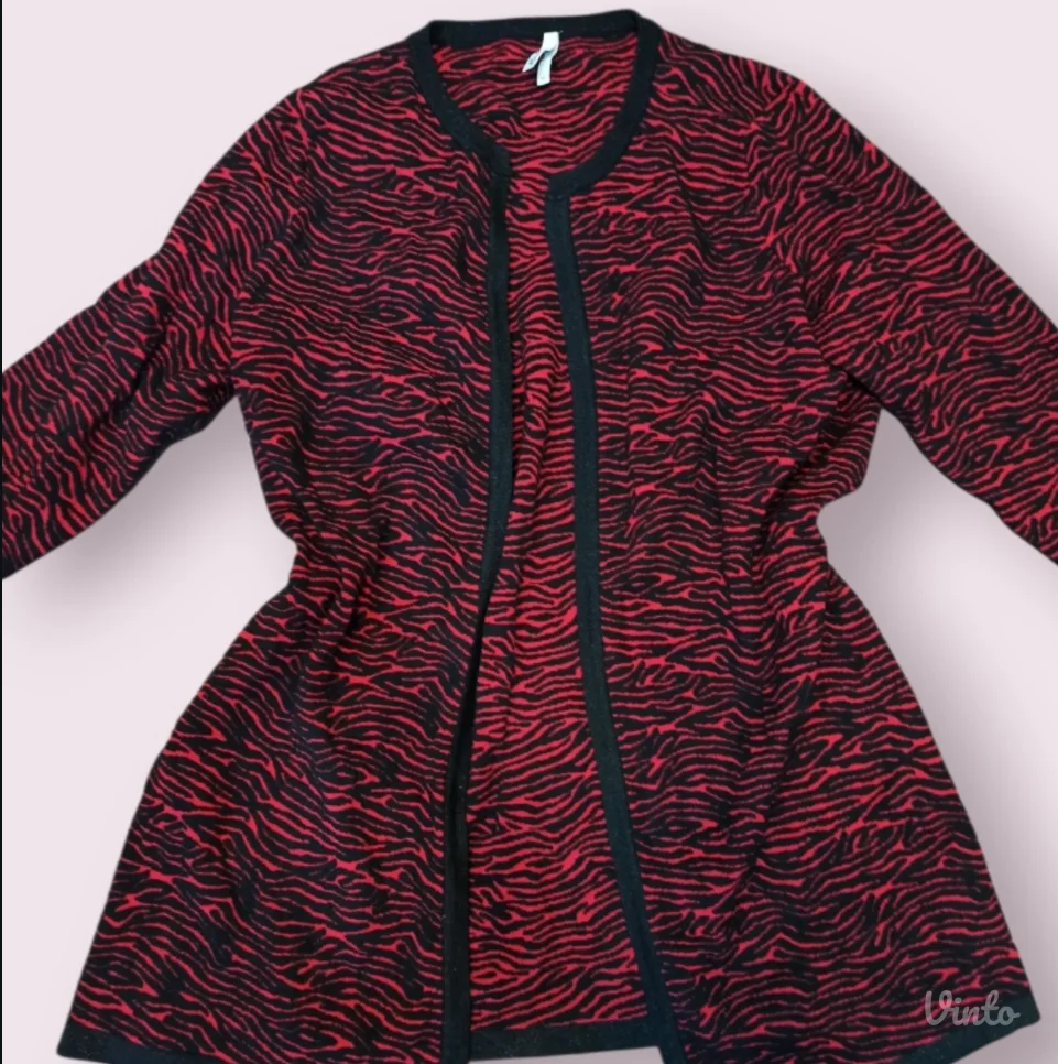 Kardigan crveno-crni zebra print