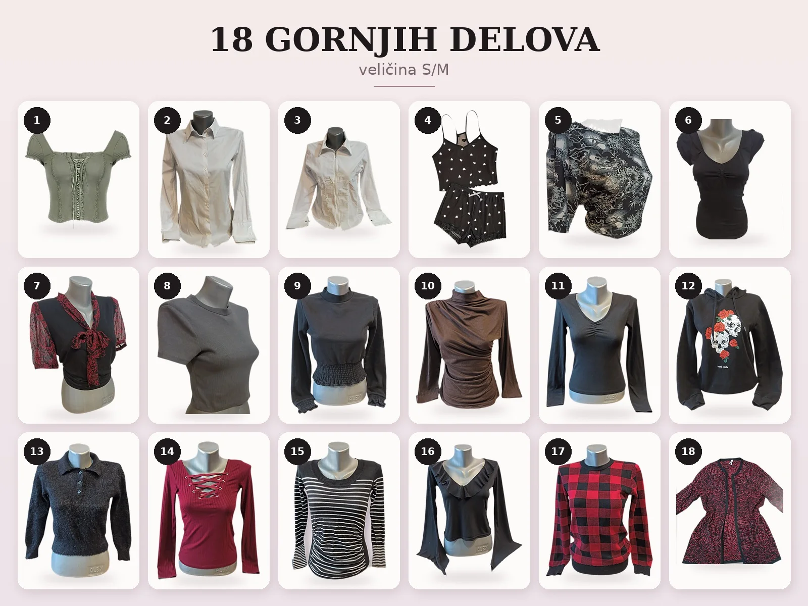 18 gornjih delova – S/M – 2.000 din