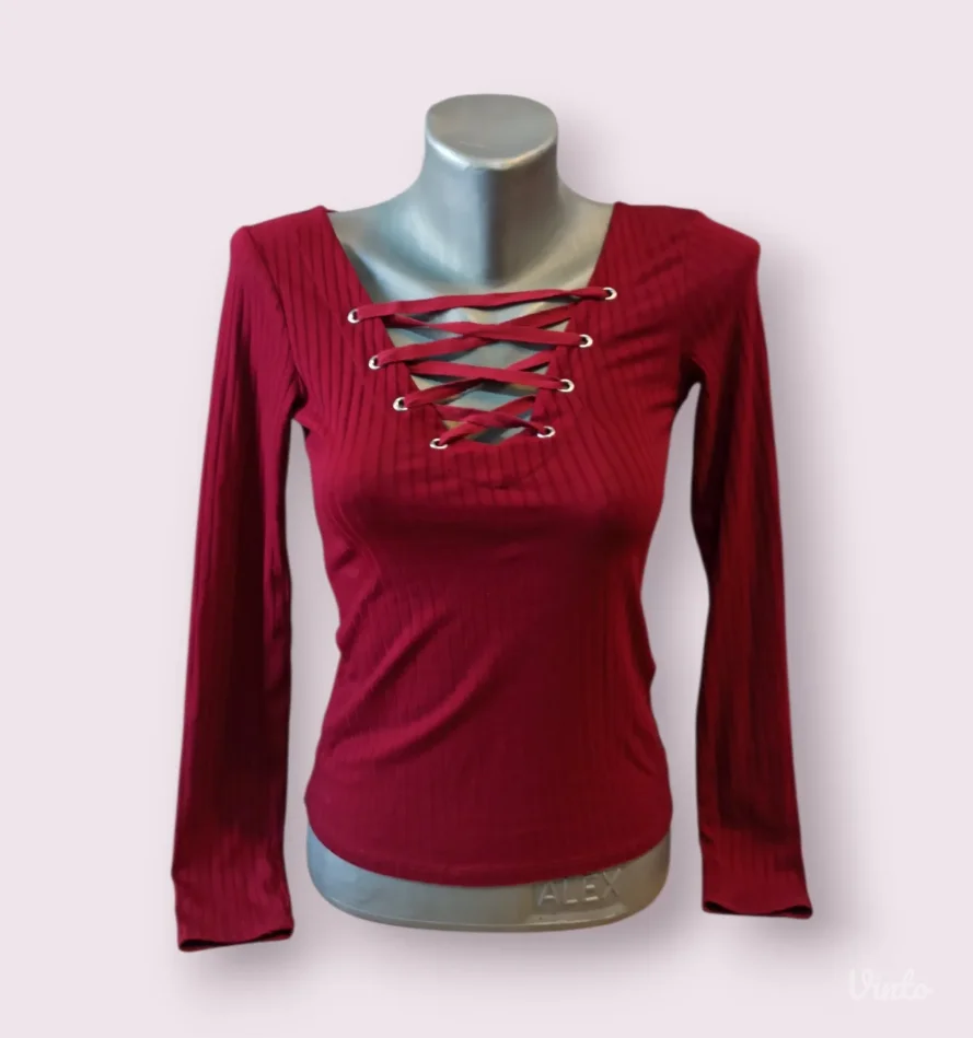 Bordo bluza na pertlanje