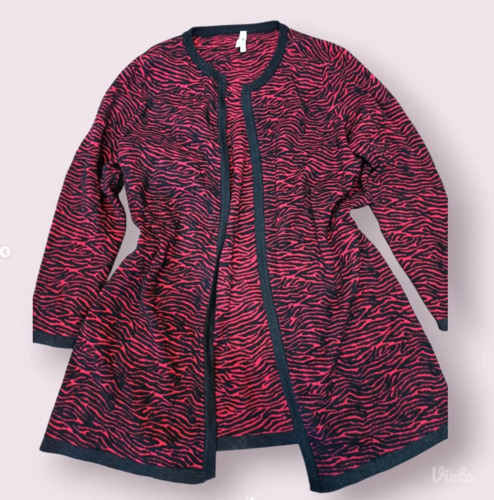 Kardigan crveno-crni zebra print