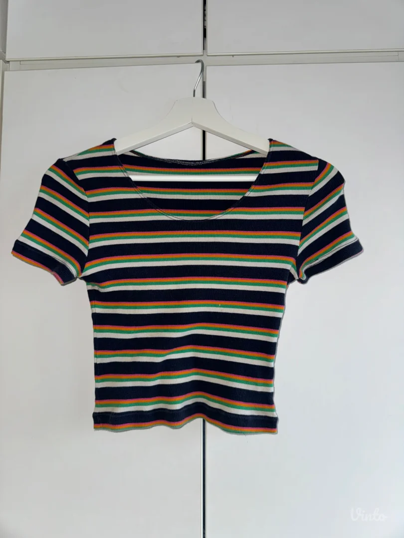 Rebrasta Crop Top Majica na Pruge - Vel. S