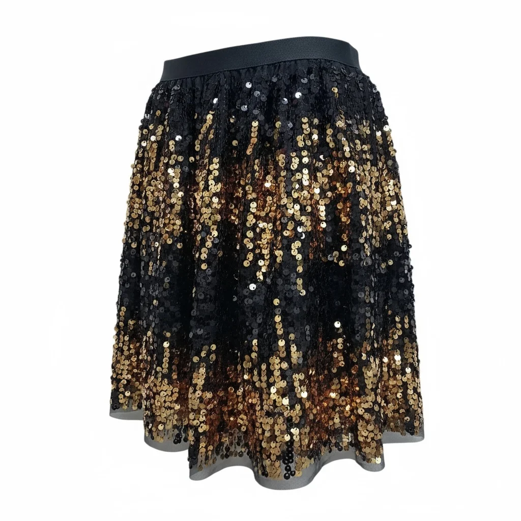 Preslatka crno zlatna sljokicasta mini suknja