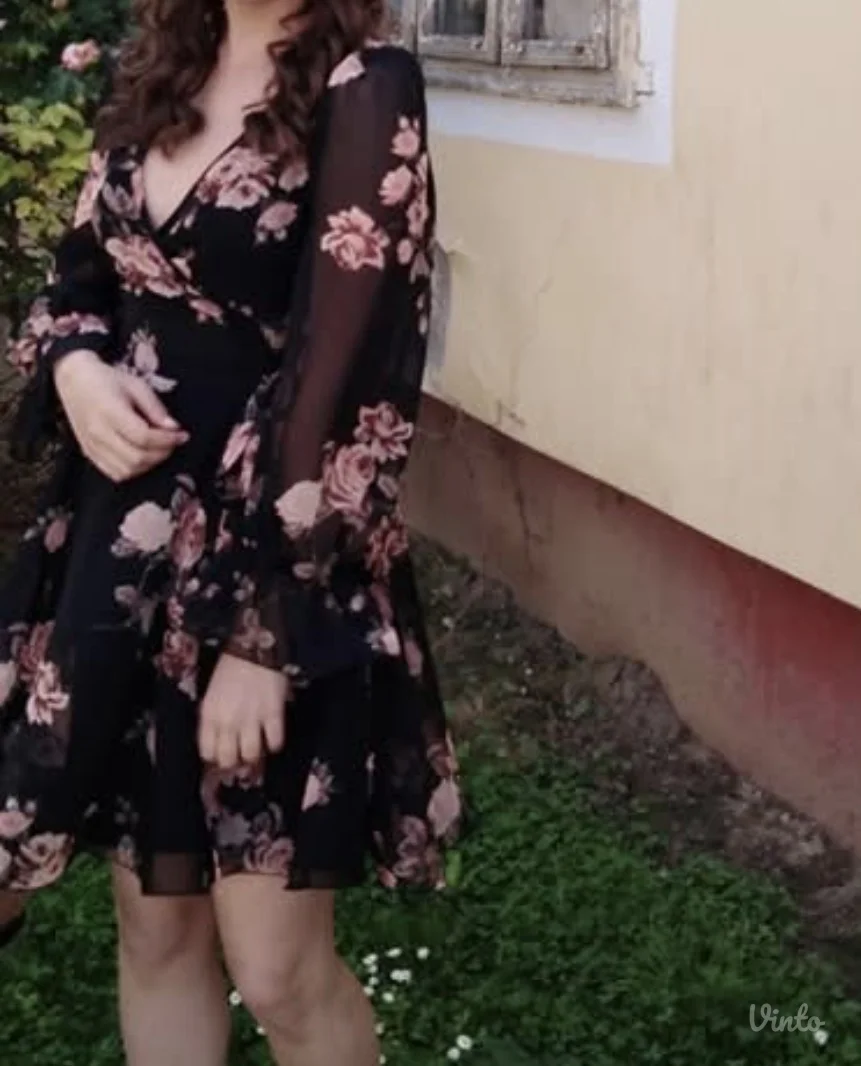 Crna cvetna svečana haljina