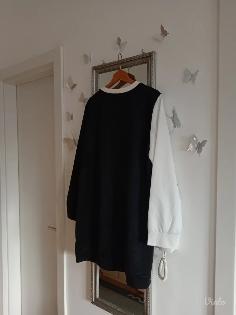 Crno bela tunika sa šljokicama