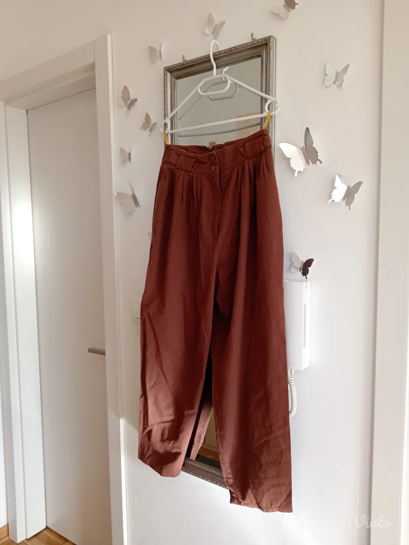 Braon pamučne duboke pantalone