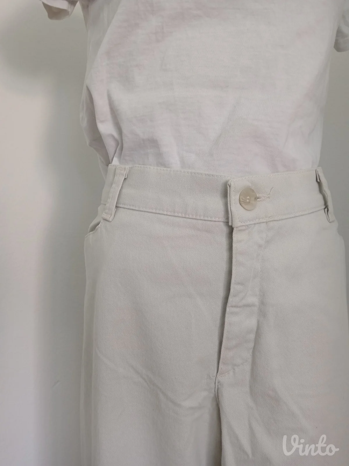 Krem pamučne pantalone