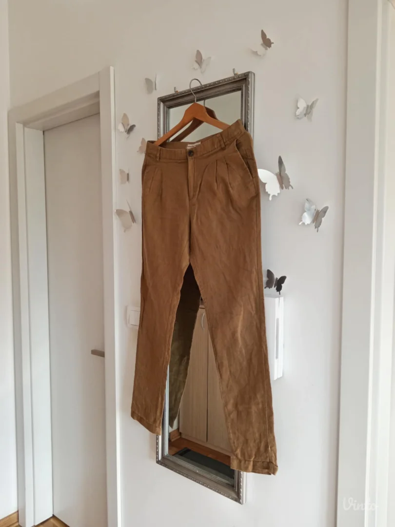 Mango lanene braon pantalone