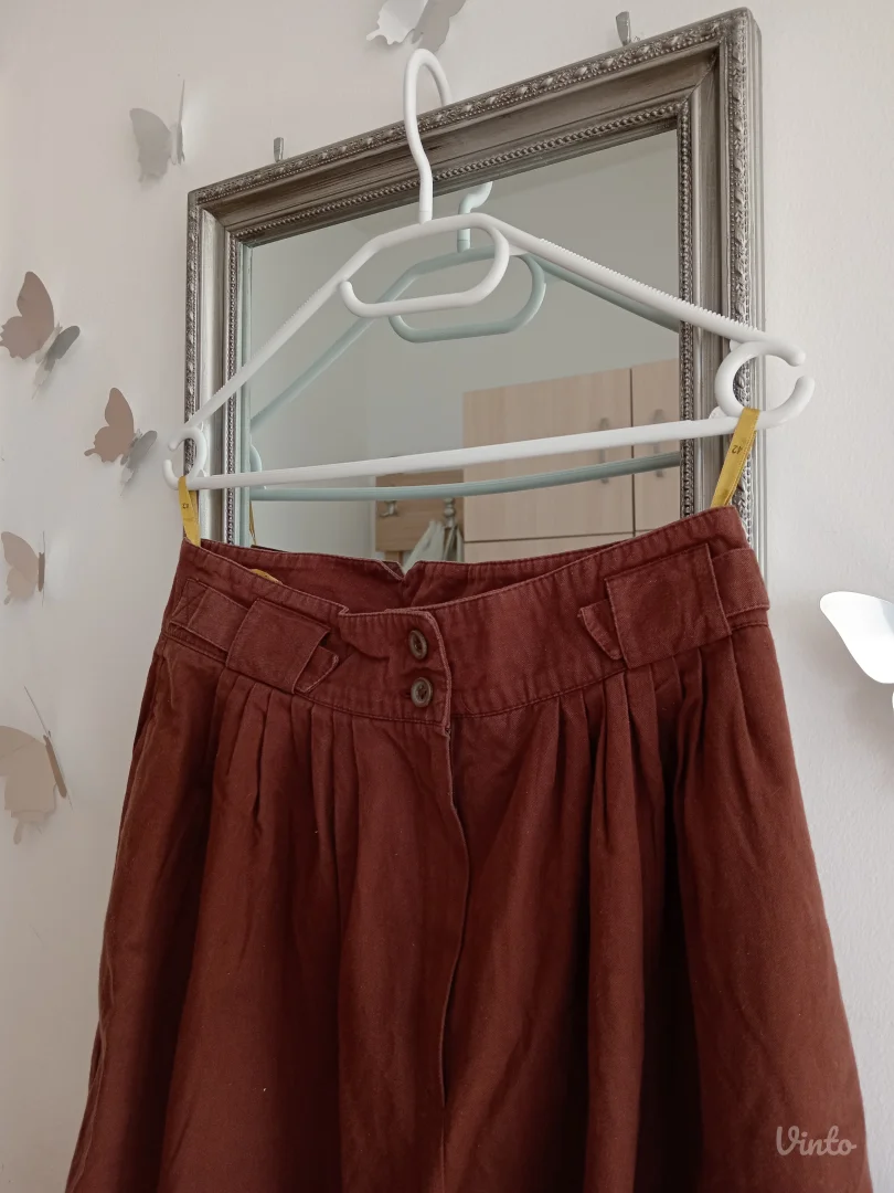 Braon pamučne duboke pantalone