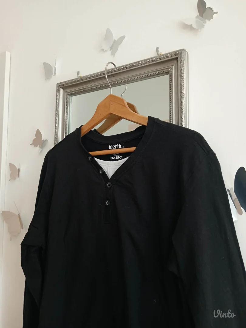 Crna pamučna bluza sa dugim rukavima