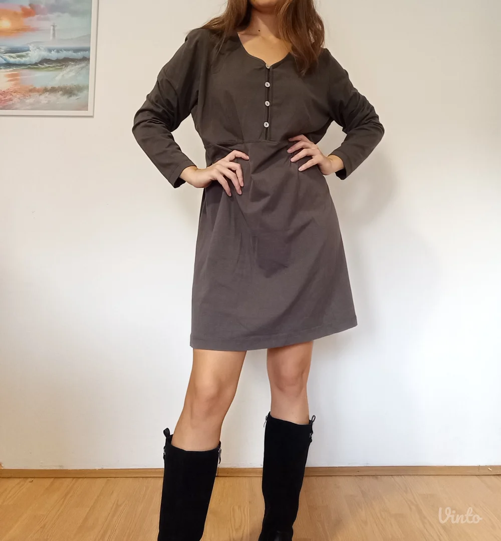 Pamučna braon haljina