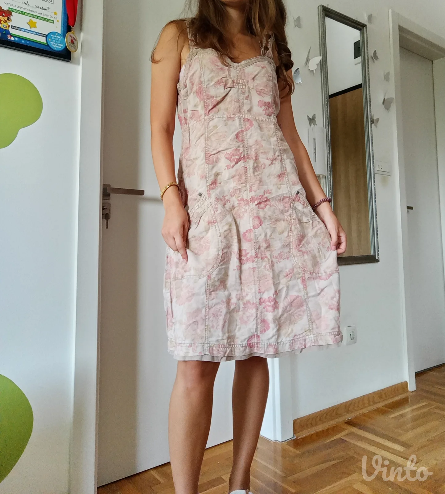 Predivna šarena haljina od lana i pamuka
