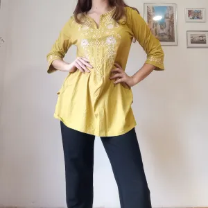Pamučna žuta tunika