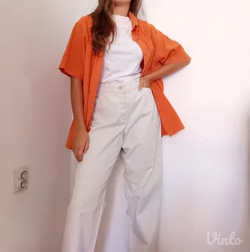 Krem pamučne pantalone