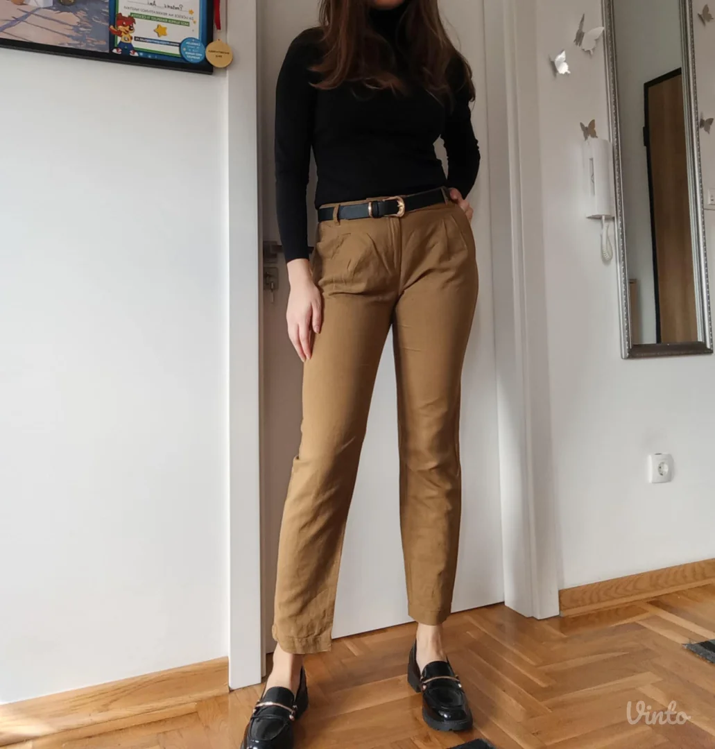 Mango lanene braon pantalone