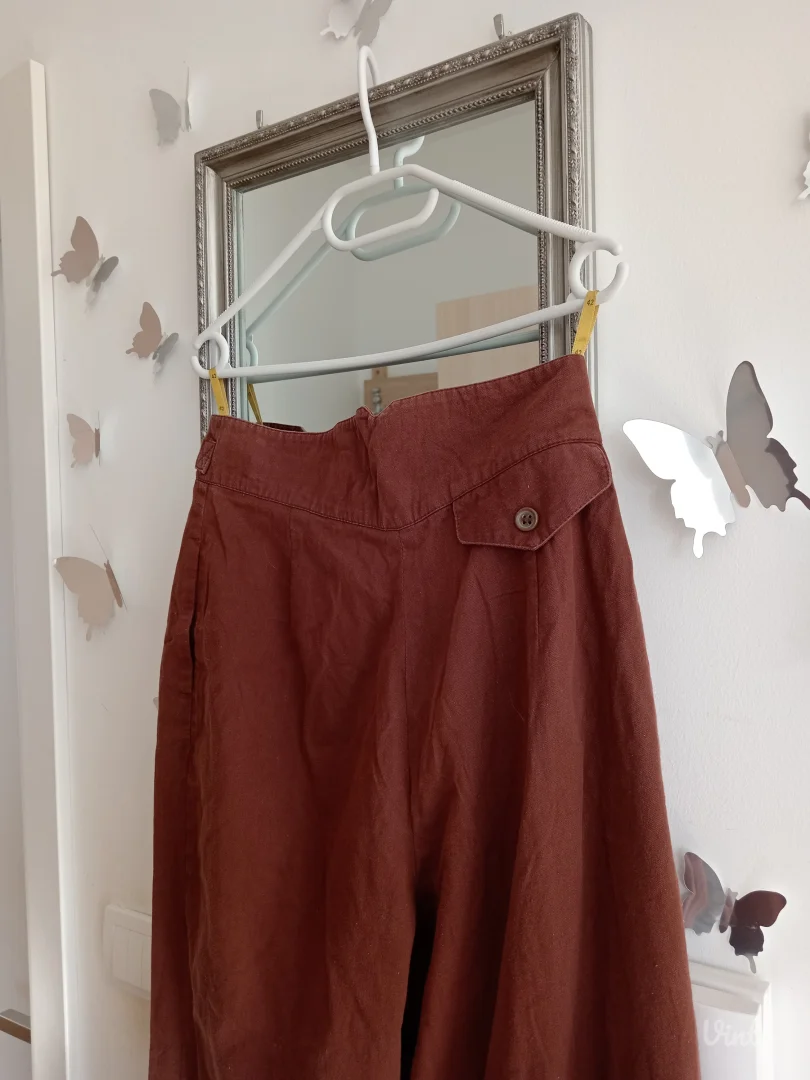 Braon pamučne duboke pantalone