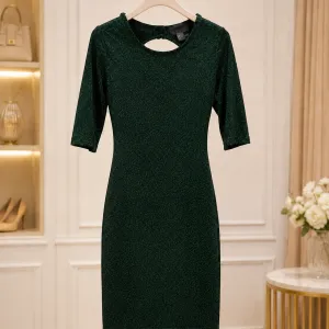 H&M zelena sjajna haljina / glitter efekat – vel. 32 / XS