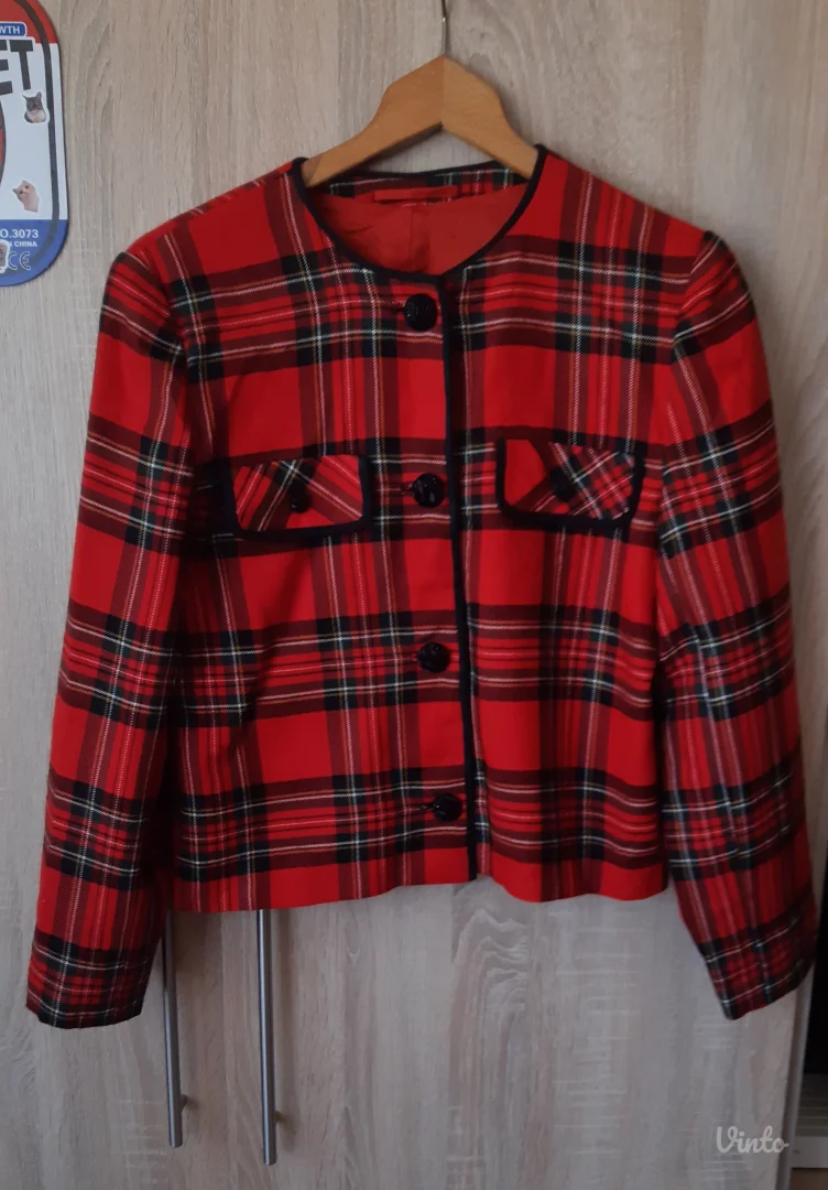 Unikatni vintage siveni karirani komplet